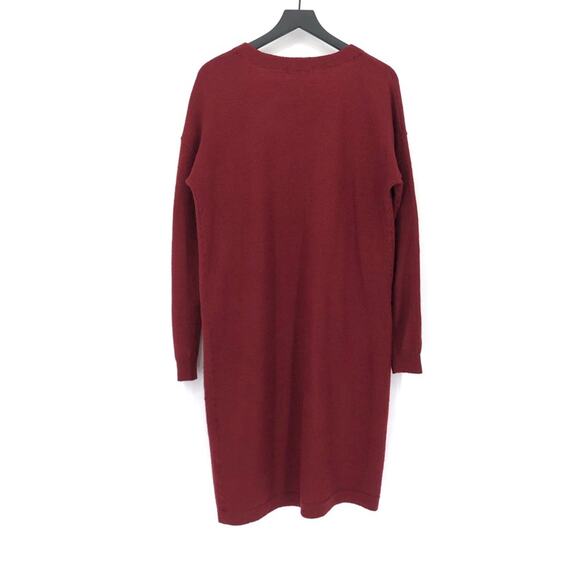 MOUSSY Open Front Knit Wool Duster Cardigan Maroon Red OS - Picture 9 of 10
